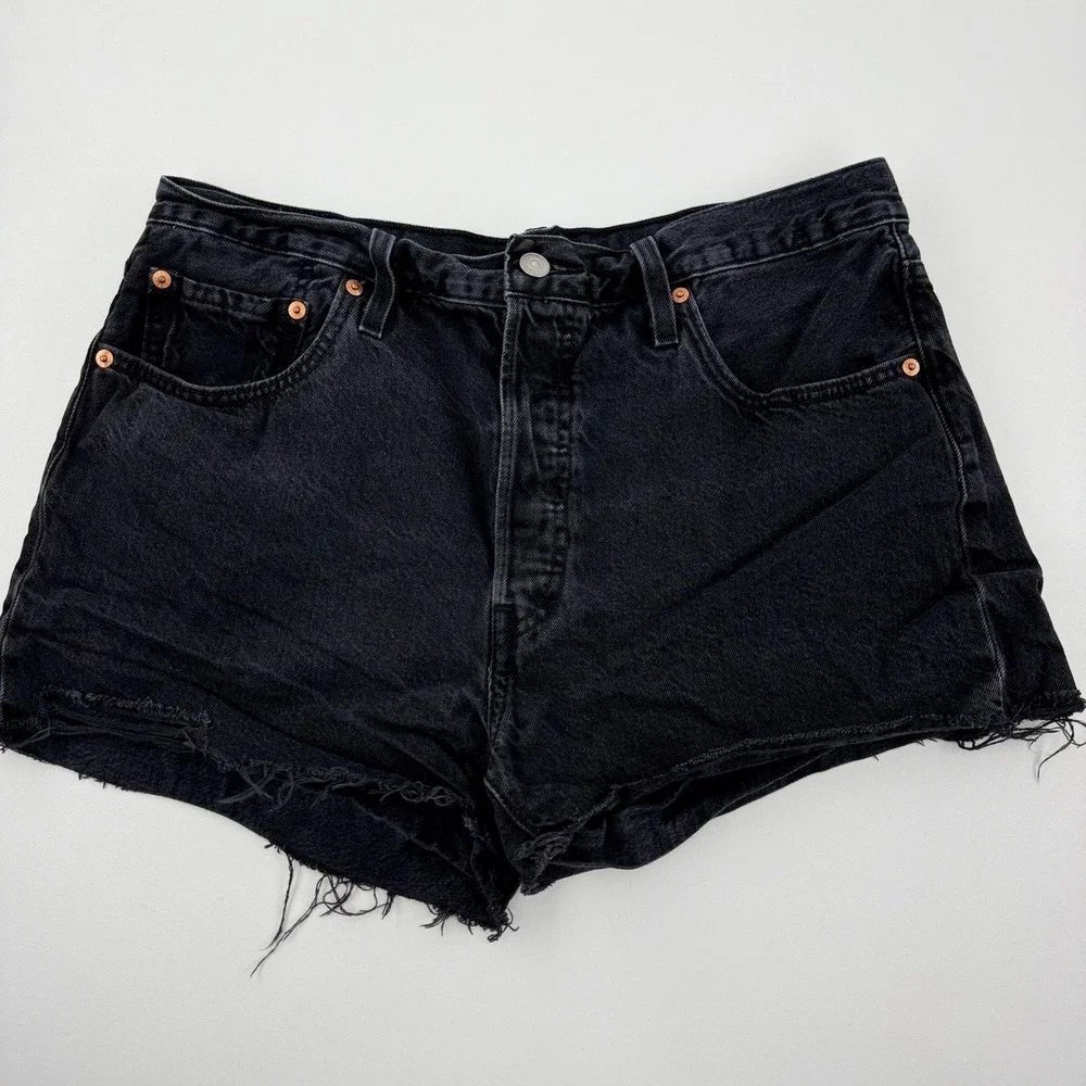 Levi's 501 Original Women's Denim Shorts W33 Black High Rise Cutoff 56327-0112